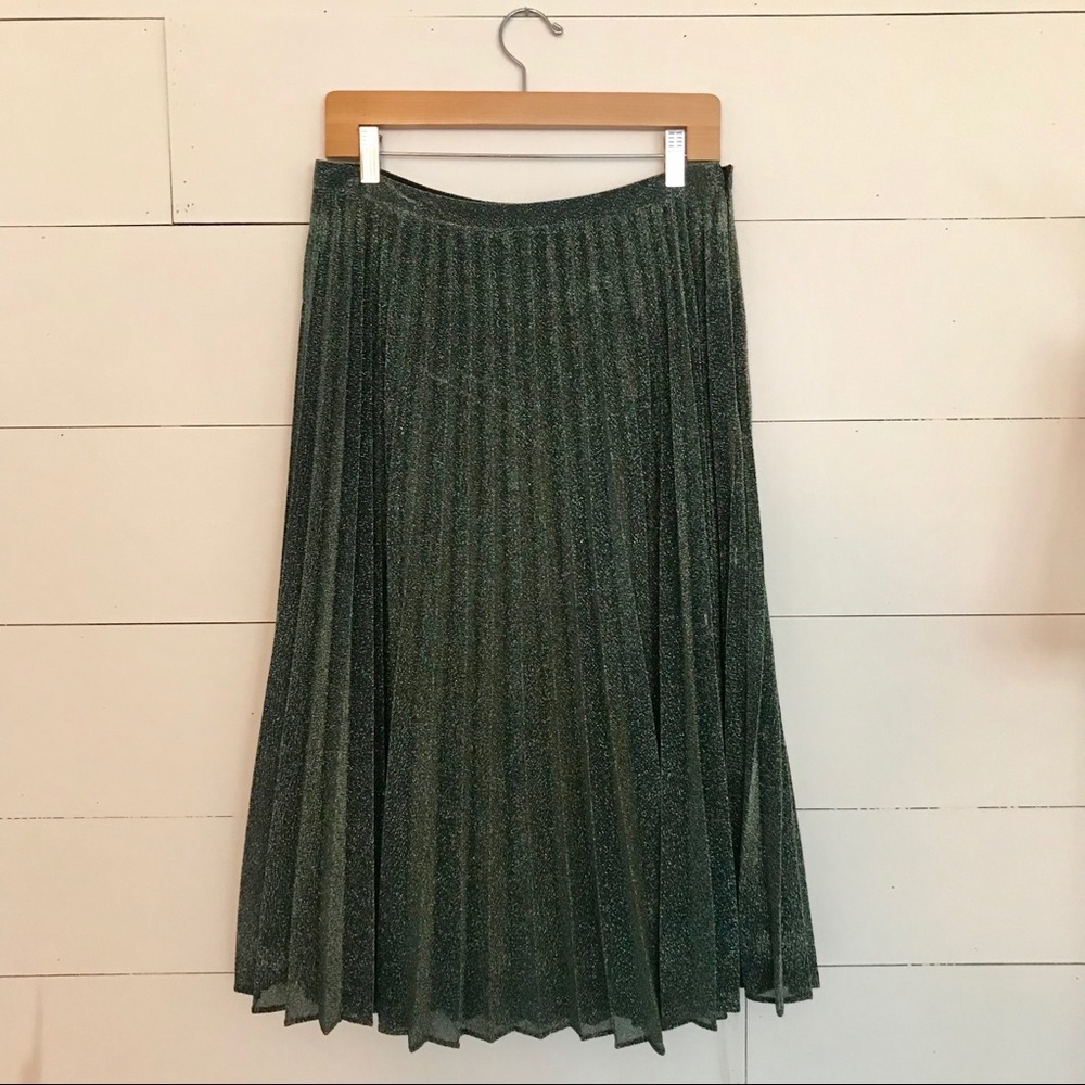 Topshop Green A-Line Skirt